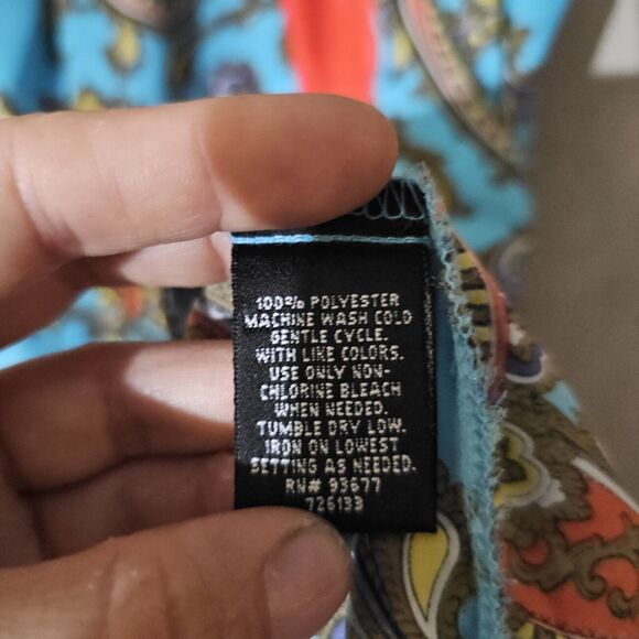 Nicole By Nicole Miller Paisley Blouse High Low Sz Medium Retro Bright Boho Chic - Picture 4 of 8